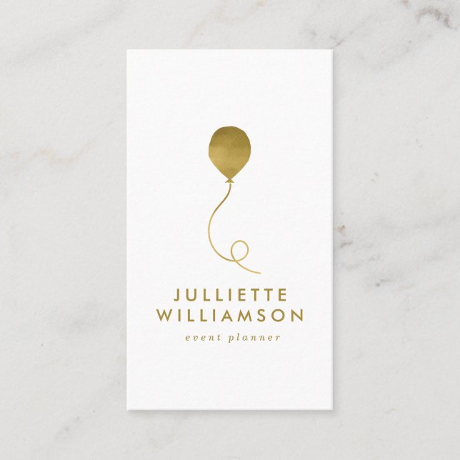 Social-media i guld & White Balloon Event Planner Visitkort (Framsida)