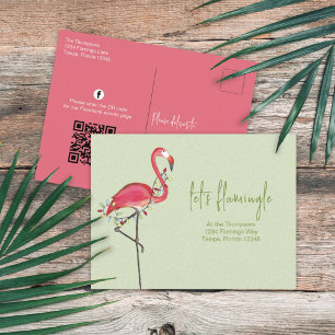 Social Media i julklapp Helgdag Flamingo QR Code Vykort
