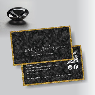 Social-media i Luxury Black Zircon Guld QR Code Visitkort