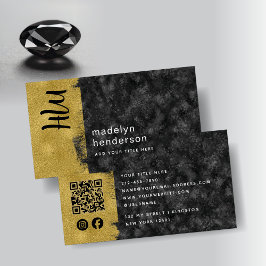 Social Media i Luxury Jewelry Black Guld QR Code Visitkort
