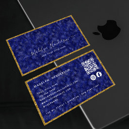 Social Media i Luxury Sapphire Guld Ram QR Code Visitkort