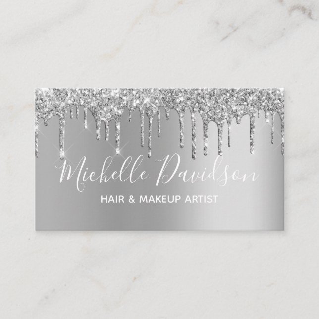 Social Media Icons - Personlig Glam & Glitter Visitkort (Framsida)