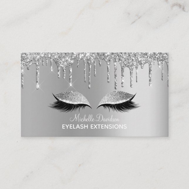 Social Media Icons - Personlig Glam & Glitter Visitkort (Framsida)