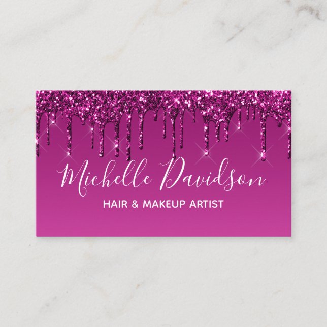 Social Media Icons - Personlig Glam & Glitter Visitkort (Framsida)