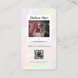 Social Media Influencer Modern HoloGraply Girly Visitkort