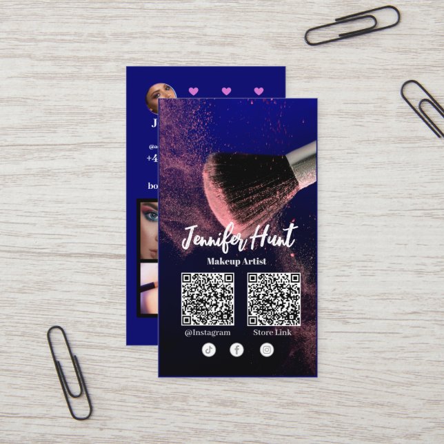 Social Media Influencer Trendig Stil QRcode Visitkort (Fram/Back In Situ)