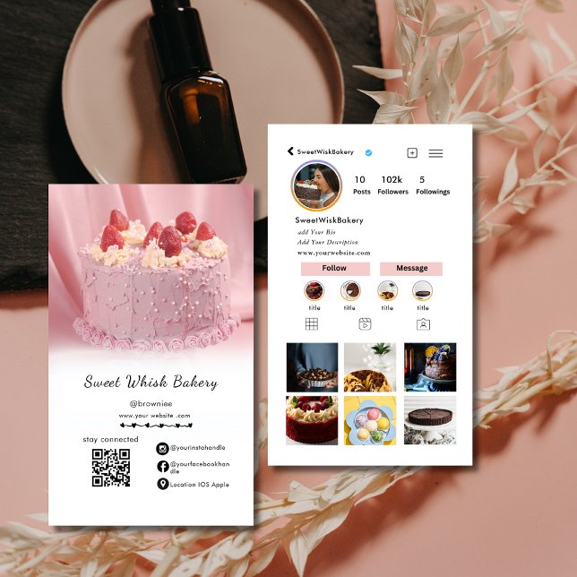 Social Media Instagram Cute Rosa Bakery Visitkort (Skapare uppladdad)