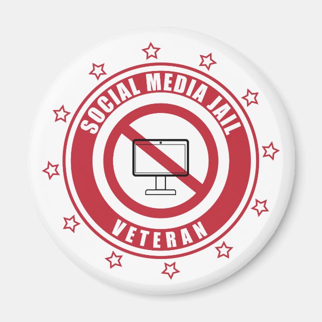 Social Media Jail Veteran Badge Magnet (Framsidan)