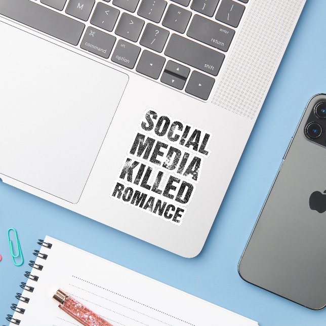Social Media Killed Romance Klistermärken (Laptop med iPhone)