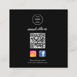 Social Media | Kontakta oss | Svartvit QR-kod Fyrkantigt Visitkort