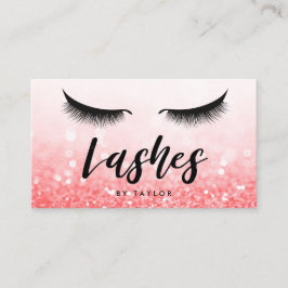 Social Media Lash Öga Red Rosa Glitter Visitkort