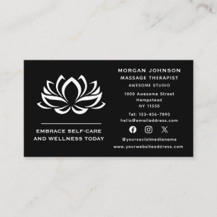 Social Media Lotus Flower massage Therapy Holistic Visitkort