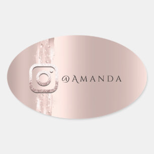 Social Media Makeup Glam Event Instagra Logotyp Ovalt Klistermärke