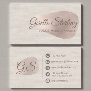 Social Media Manager Beige Linne Skönhet Visitkort