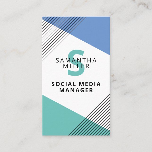 Social Media Manager Chic Modern geometri Visitkort (Framsida)