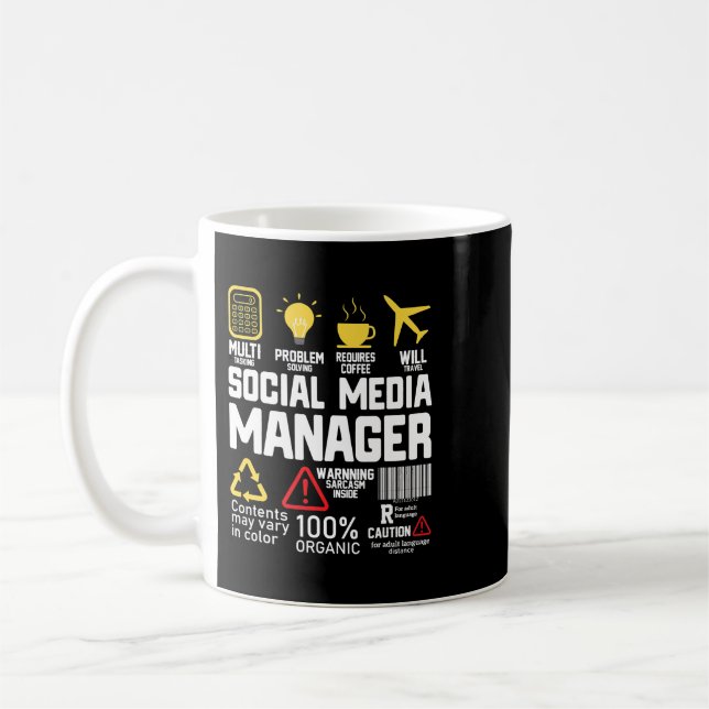Social Media Manager Funny Social Media Marknadsfö Kaffemugg (Vänster)
