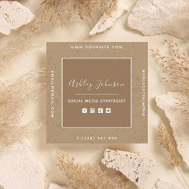 Social Media Manager QR-kod Brun pastel-Kreativ Fyrkantigt Visitkort