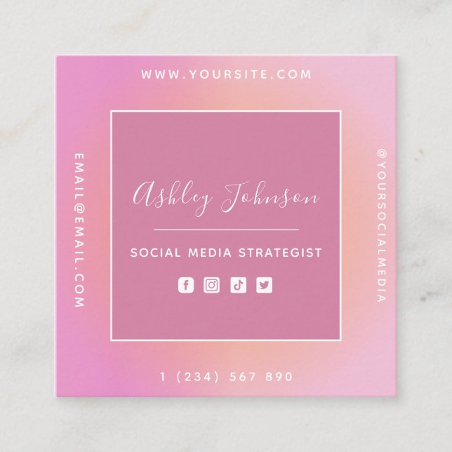 Social Media Manager Social Media QR-kod, sommar Fyrkantigt Visitkort (Framsida)