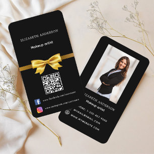 Social-media med svart guld-foto Qr-kod Visitkort