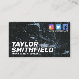 Social Media Modern Black Marble Affärskort Visitkort