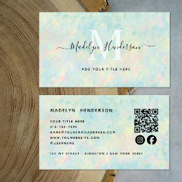 Social Media Monogram för lyxjud Opal QR-kod Visitkort