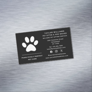 Social Media Paw Skriv ut Dog Walker Cat Pet Sitte Magnetiska Visitkort