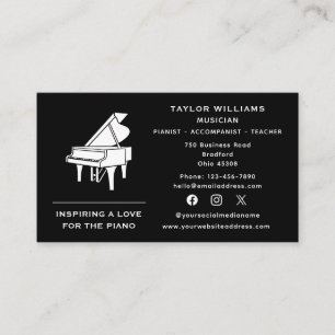 Social Media Pianist Piano Teacher Accompanist Rol Visitkort