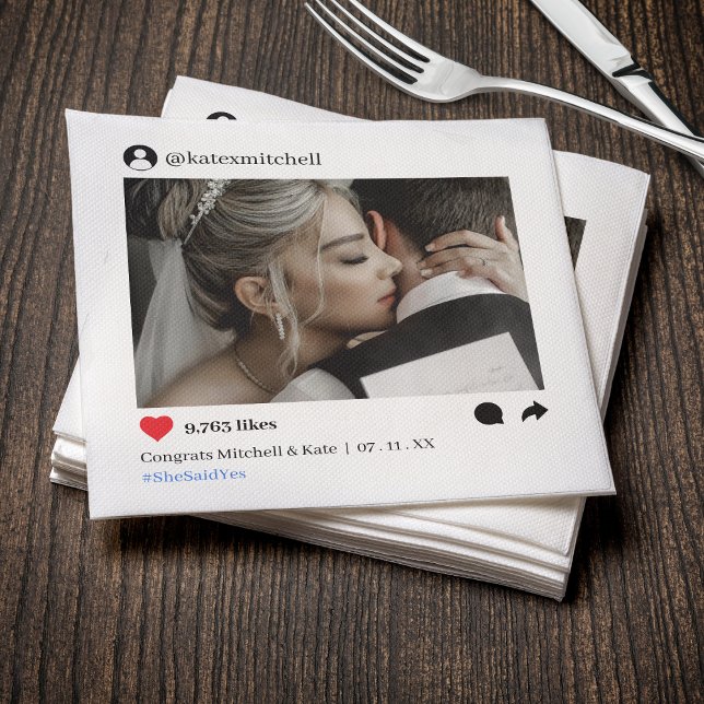 Social Media Post Photo Bröllop Pappersservett (Social Media Post Photo Wedding Napkins
)
