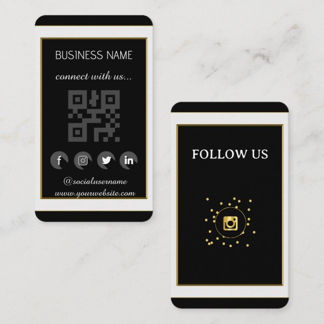 -Social Media QR-Affärskort, QR-kod Visitkort (Fram/baksida)
