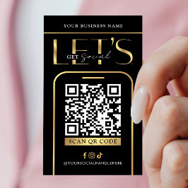 Social Media QR Code Black & Gold Logo QR Code Visitkort
