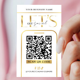 Social Media QR Code Glam Gold Logo QR Code Visitkort