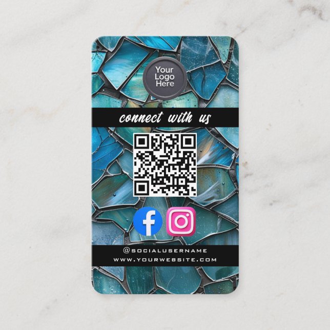 Social Media QR Code Modern Pro Minimalist Sleek B Visitkort (Framsida)
