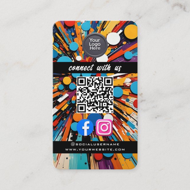 Social Media QR Code Modern Pro Minimalist Sleek B Visitkort (Framsida)