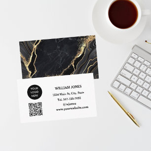 Social media QR Code Scannable Black Luxury Visitkort