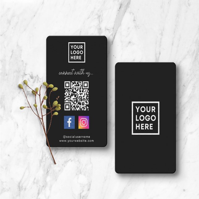 Social Media QR-kod Anslut till oss svart Visitkort (Skapare uppladdad)