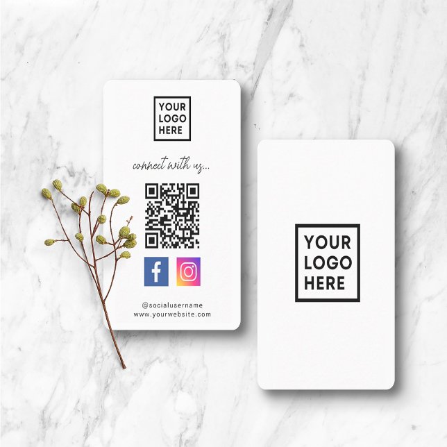 Social Media QR-kod Anslut till oss vit Visitkort (Skapare uppladdad)