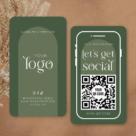 Social Media QR-kod Boho Sage Grönt Modern Logotyp Visitkort