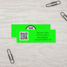 Social media QR-kod - enkel Fluorescerande Grönt Mini Visitkort