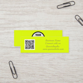 Social media QR-kod - enkel Fluorescerande Gult Mini Visitkort