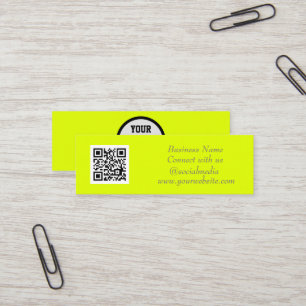 Social media QR-kod - enkel Fluorescerande Gult Mini Visitkort