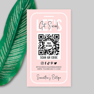 Social Media QR-kod för kvinnlig Rosa Modern Busin Visitkort