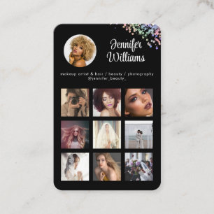 Social Media QR-kod Foto Glitter Black Modern Visitkort