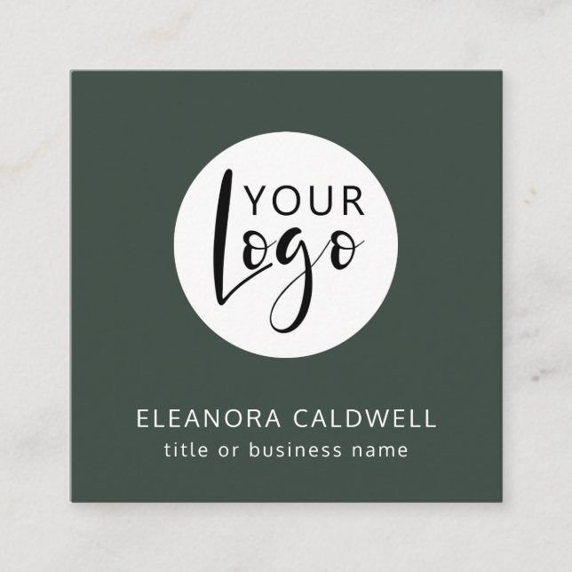 Social Media QR-kod Grönten Logotyp Fyrkantigt Visitkort (Framsida)