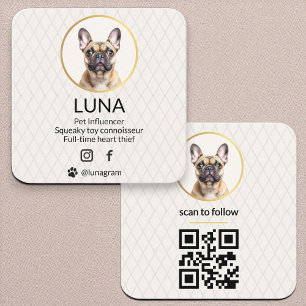 Social Media QR-kod Guld Hund Pet-Elegant, fotfoto Fyrkantigt Visitkort