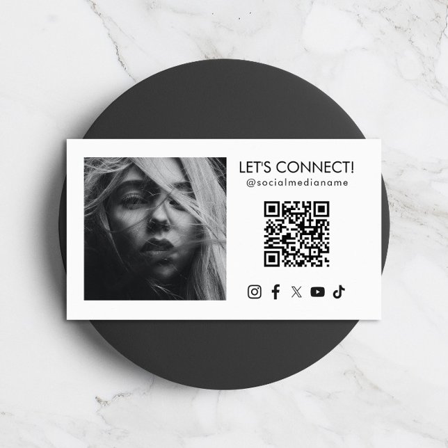 Social Media QR-kod Lägg till foto Vit Visitkort (Skapare uppladdad)