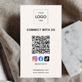 Social Media QR-kod Modern Logotyp Beige Visitkort