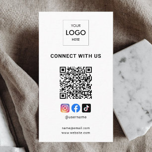 Social Media QR-kod Modern Logotyp White Visitkort