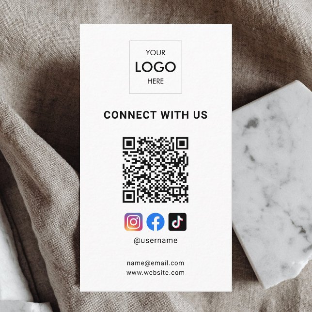 Social Media QR-kod Modern Logotyp White Visitkort (Skapare uppladdad)