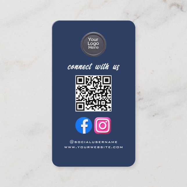 Social Media QR-kod Modern Pro Minimalistisk Slick Visitkort (Framsida)