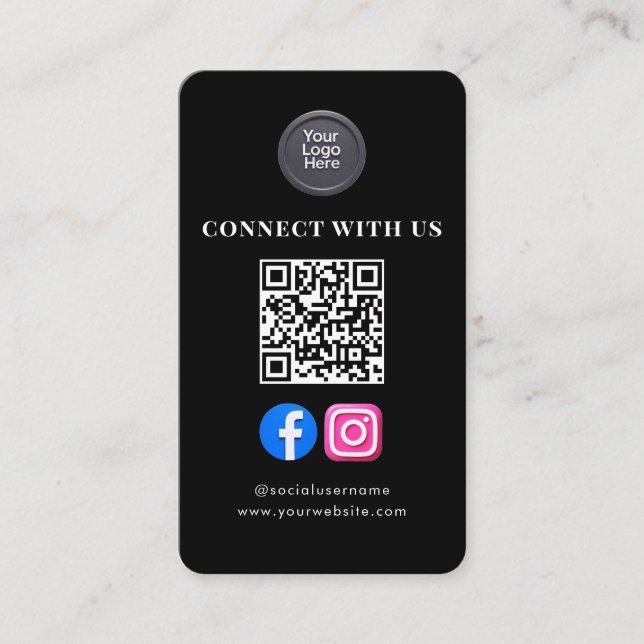 Social Media QR-kod Modern Pro Minimalistisk Slick Visitkort (Framsida)